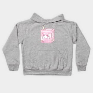 Cute Strawberry Milk Packet With Cow Mascot Kids Hoodie